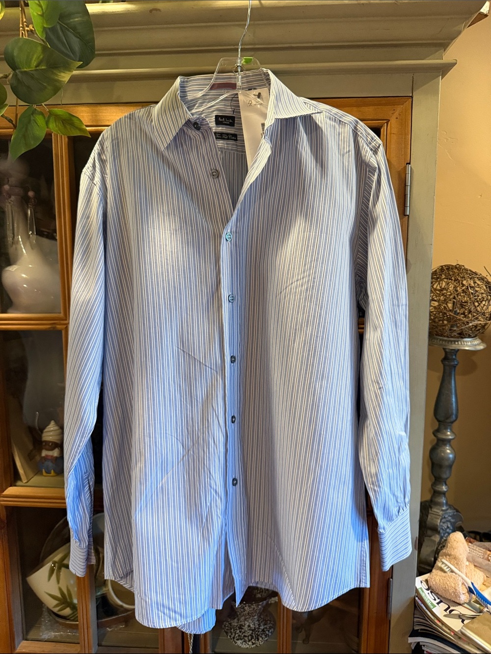 Paul Smith London Light Blue and White Thin-Stripe Dress Shirt 16.5/39